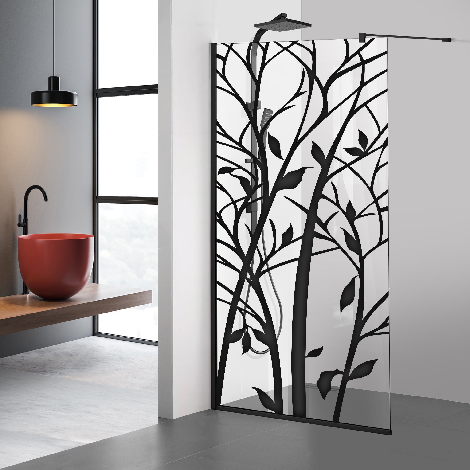 Shower Screens Walk-in, Black Shower Wall, #Clear #Víztiszta