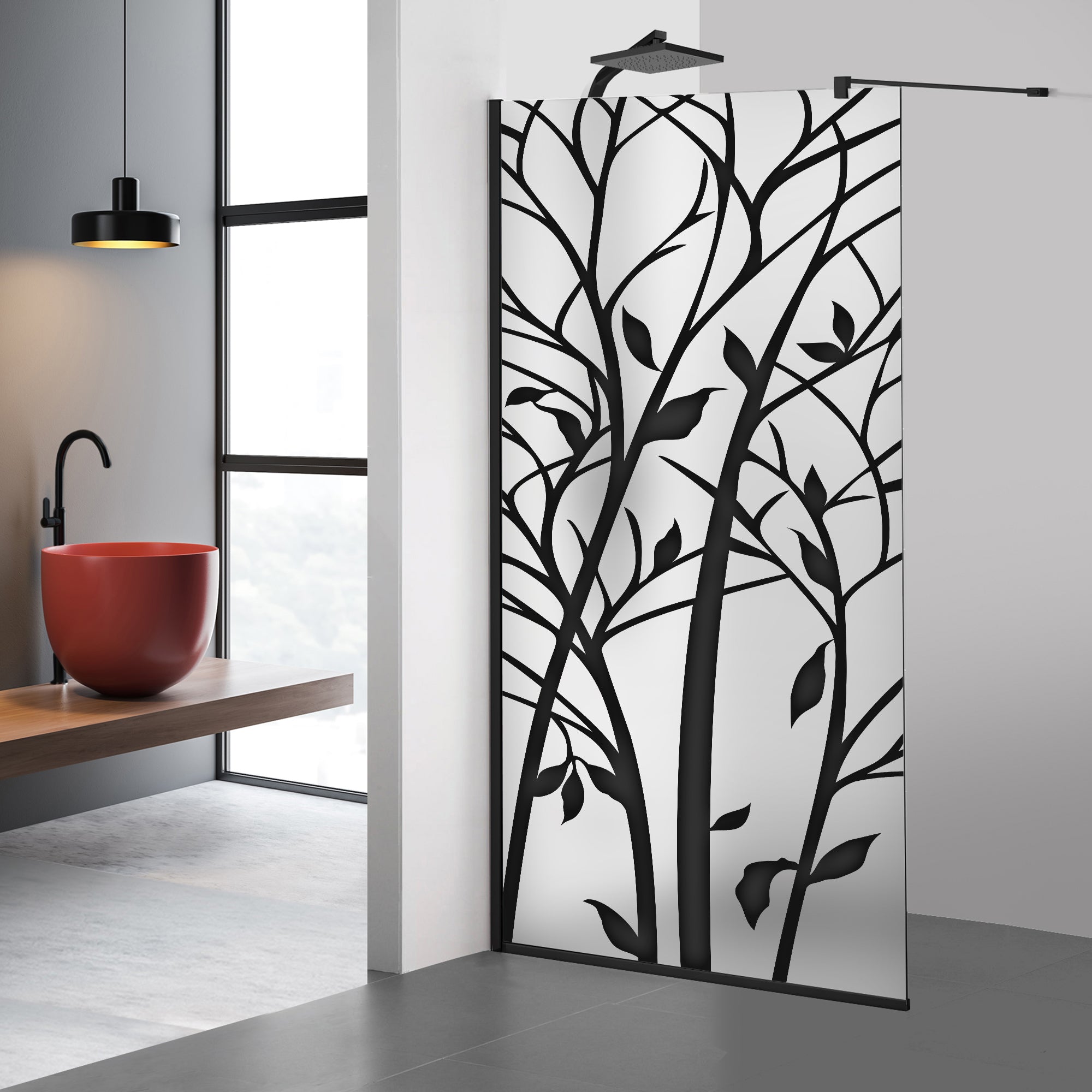 Shower Screens Walk-in, Black Shower Wall, #Satiné #Matt