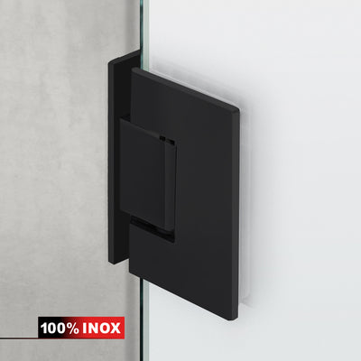Hinged glass door black, #Satiné