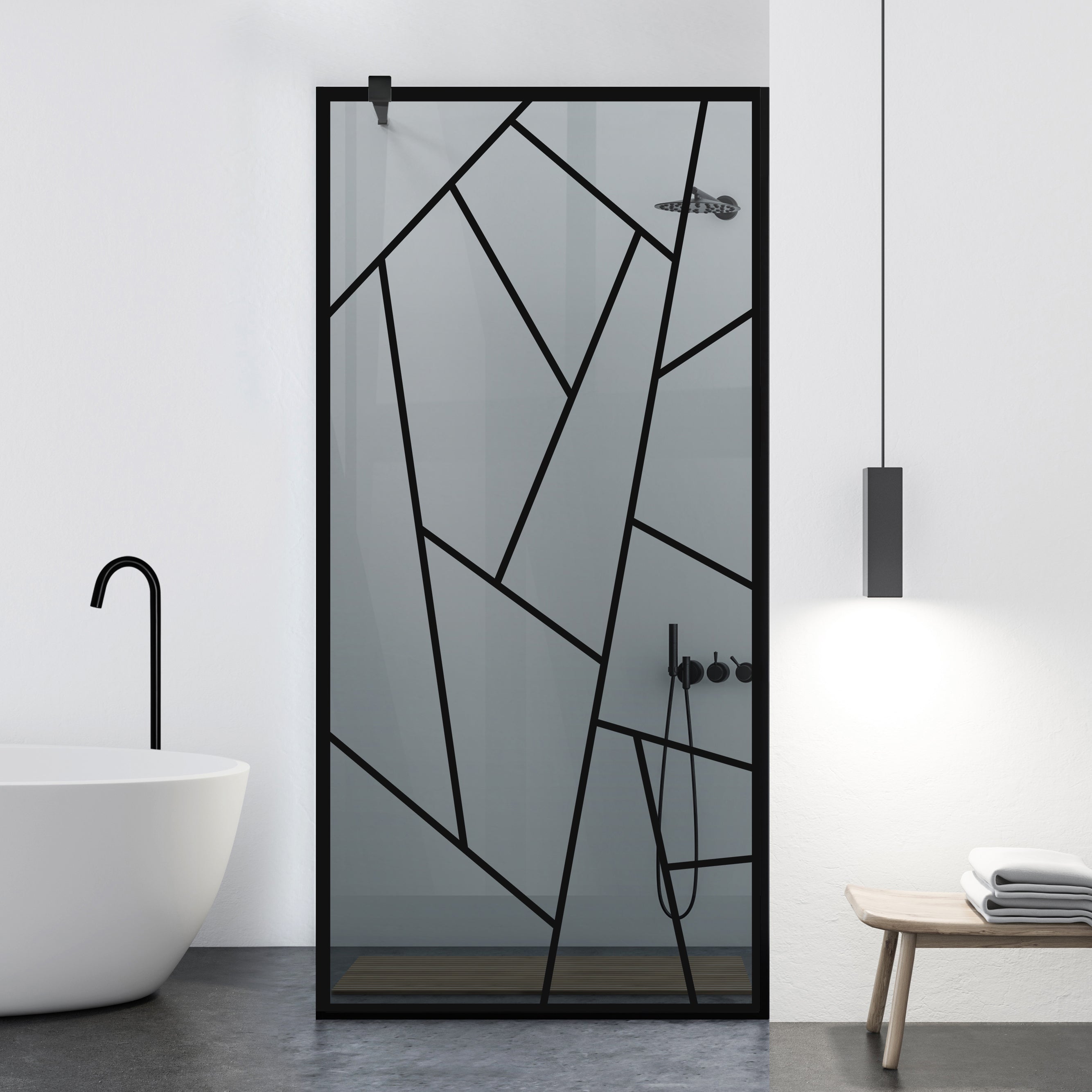 Shower Screens Walk-in, Black shower wall, #Grey #Grey