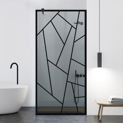 Shower Screens Walk-in, Black shower wall, #Grey #Grey