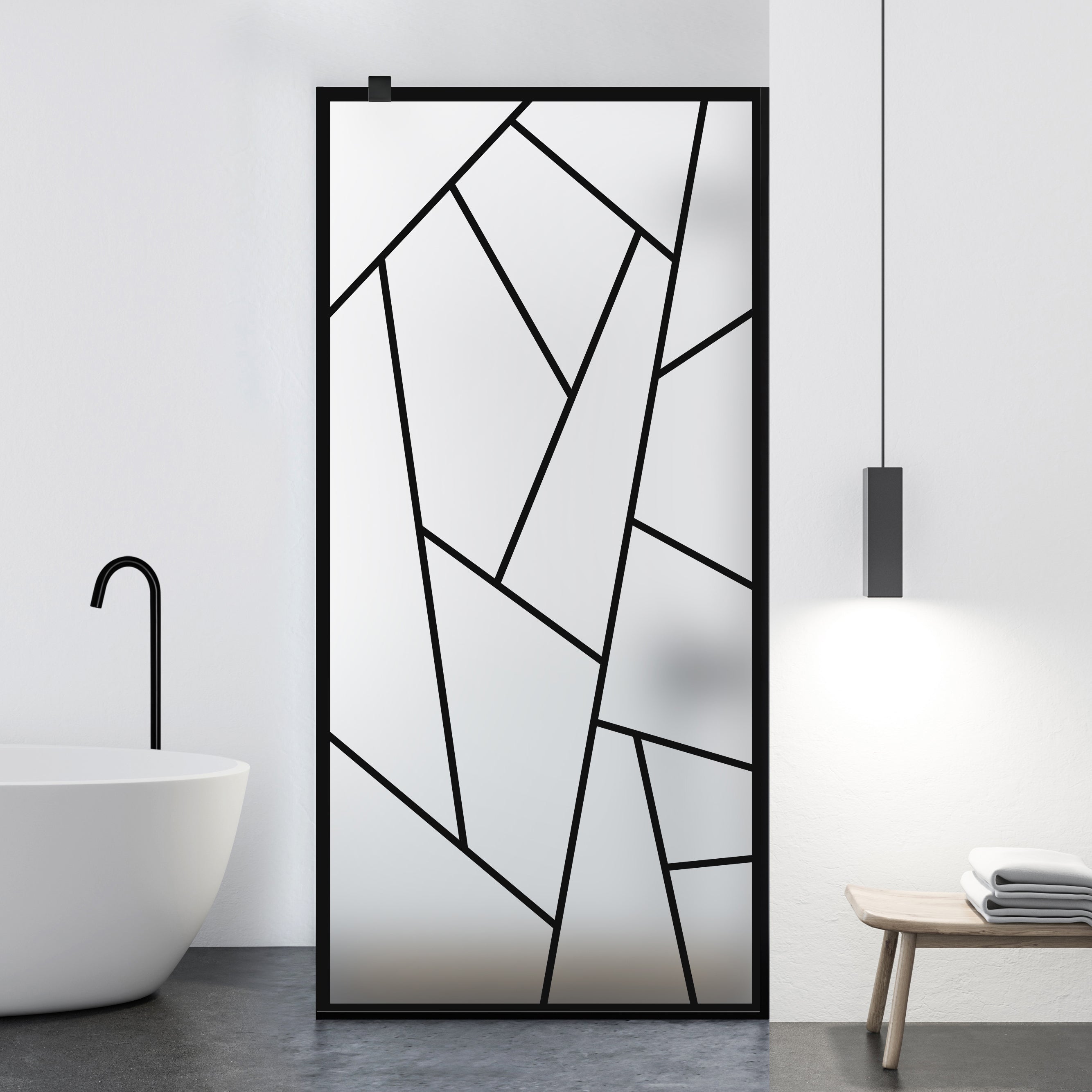 Shower Screens Walk-in, Black Shower Wall, #Satiné #Matt