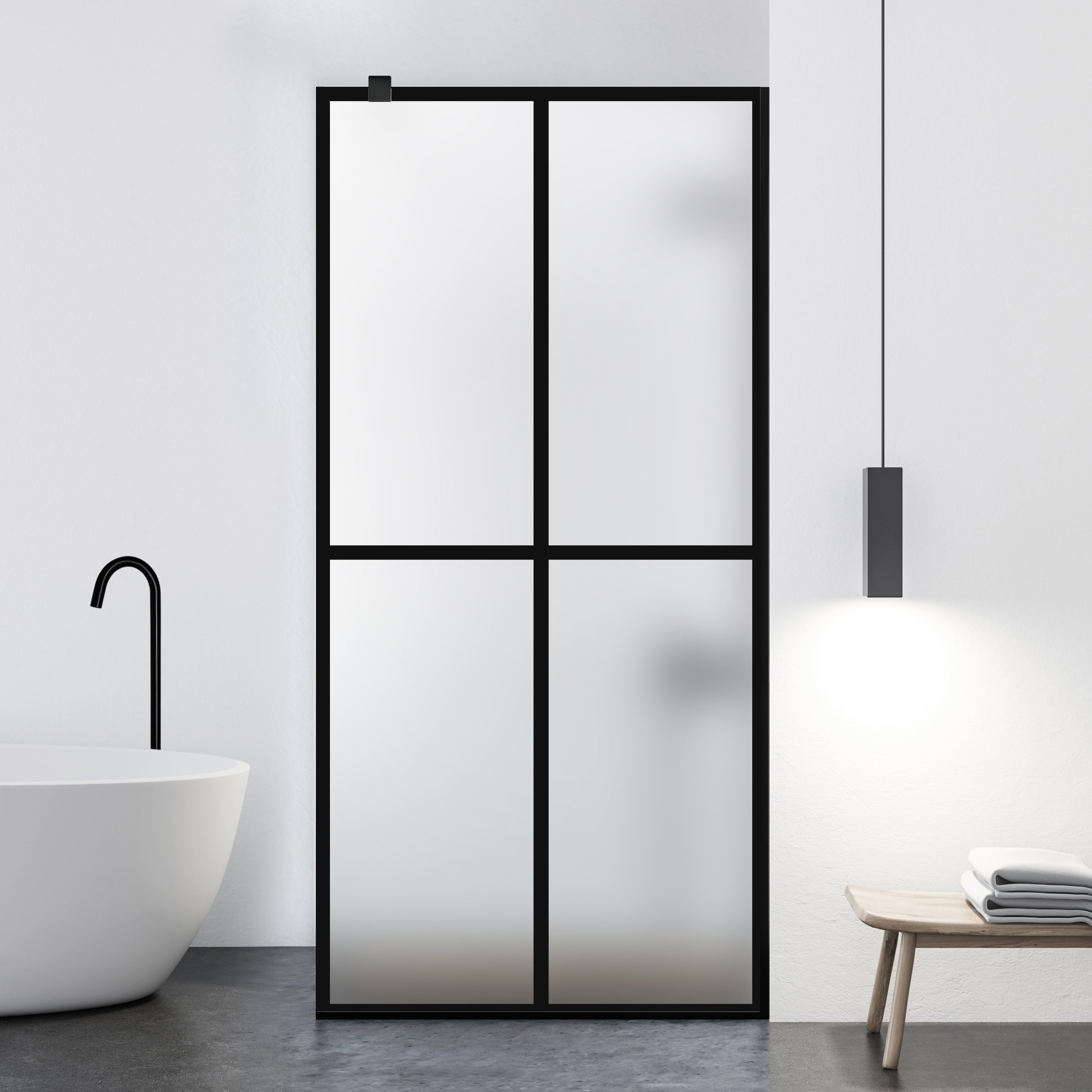 Paravan dus Walk-in, Perete dus  Negru, #Mat