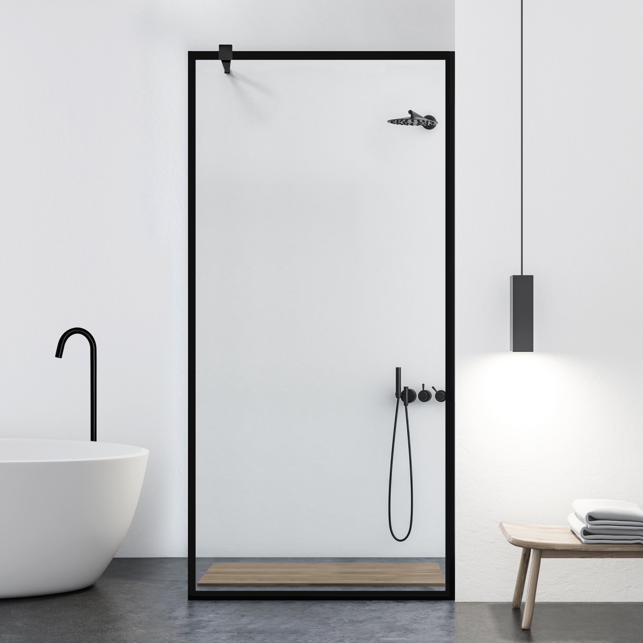 Shower Screens Walk-in, Black Shower Wall, #Clear #Crystal Clear