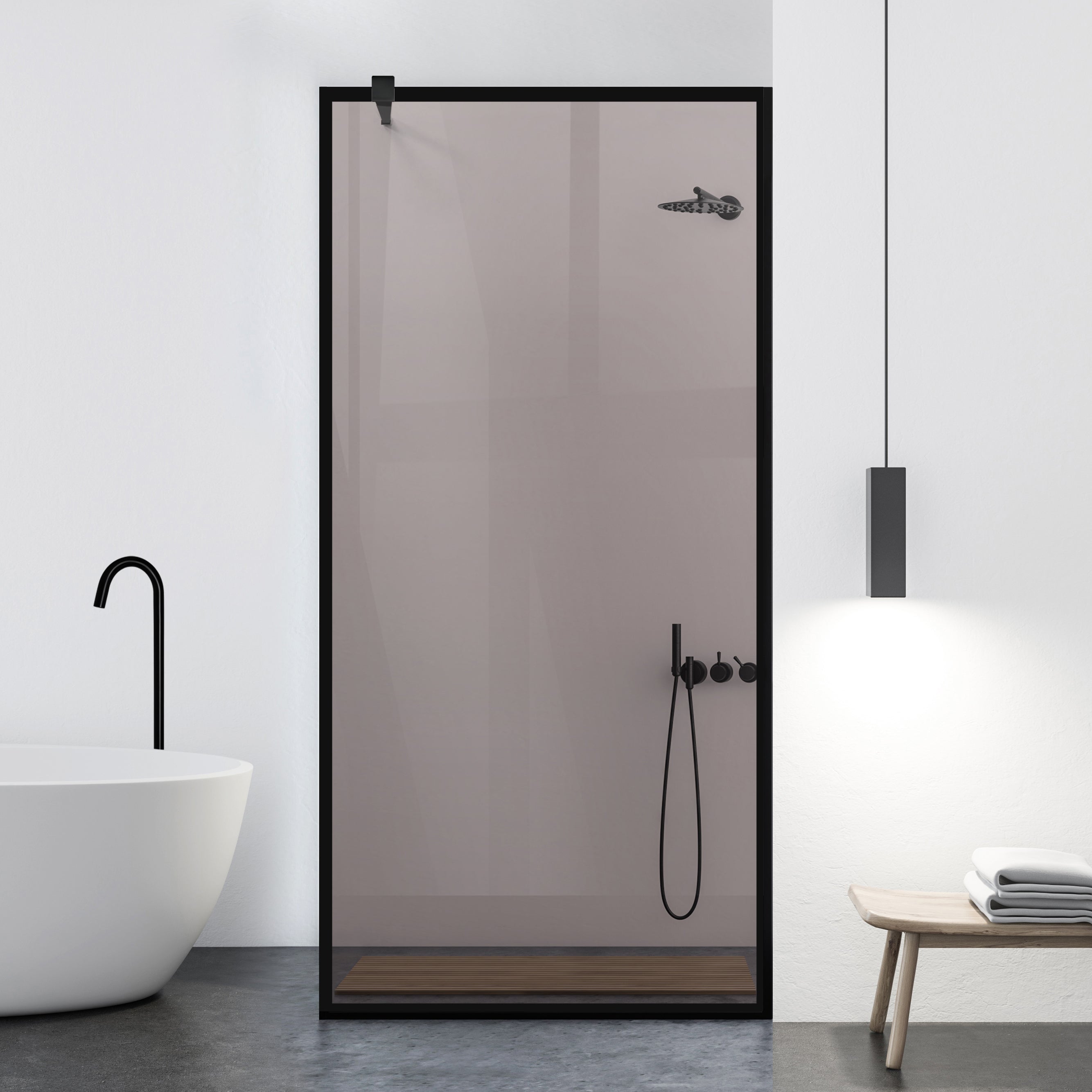 Shower Screens Walk-in, Black shower wall, #Bronze #Bronze