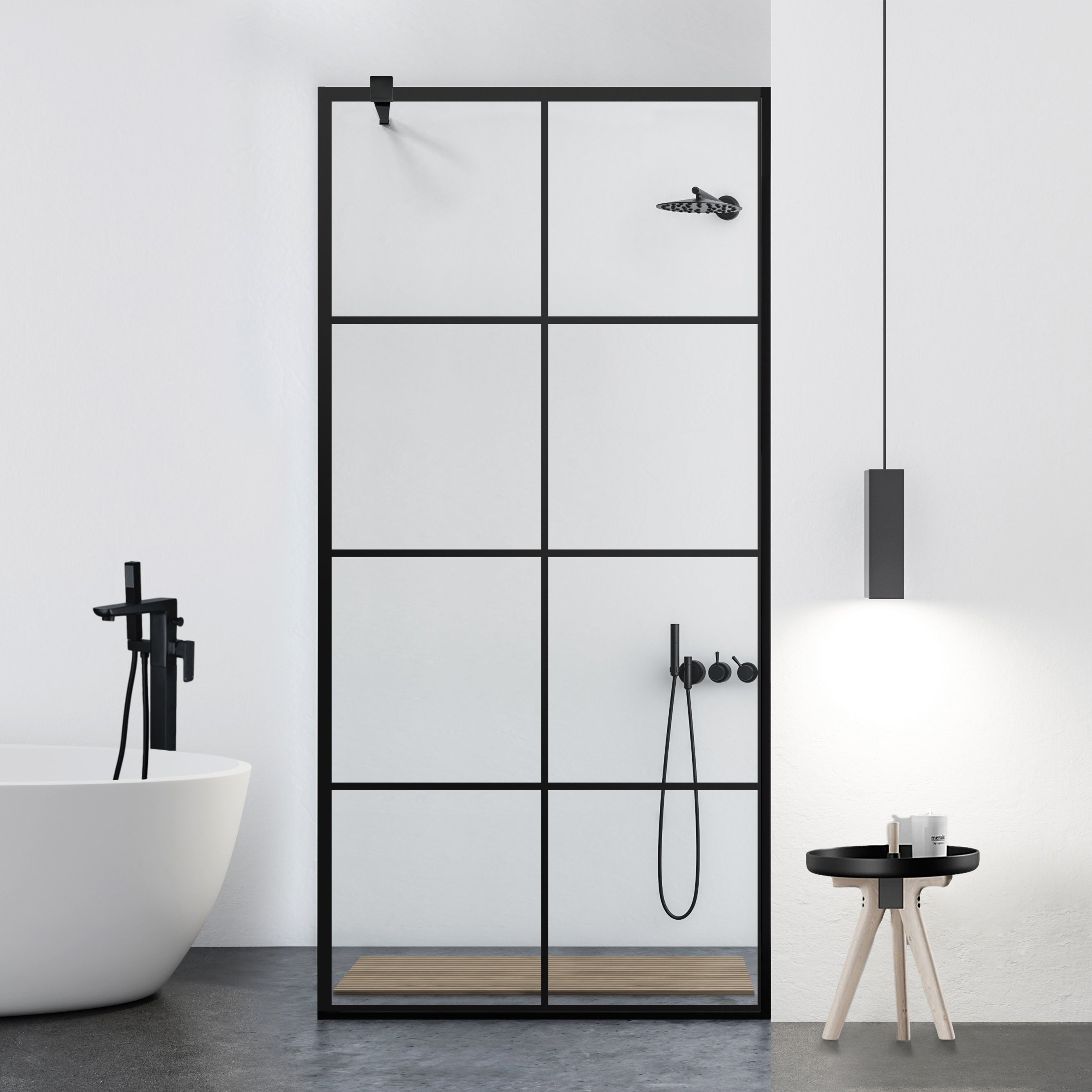 Shower Screens Walk-in, Black Shower Wall, #Clear #Crystal Clear