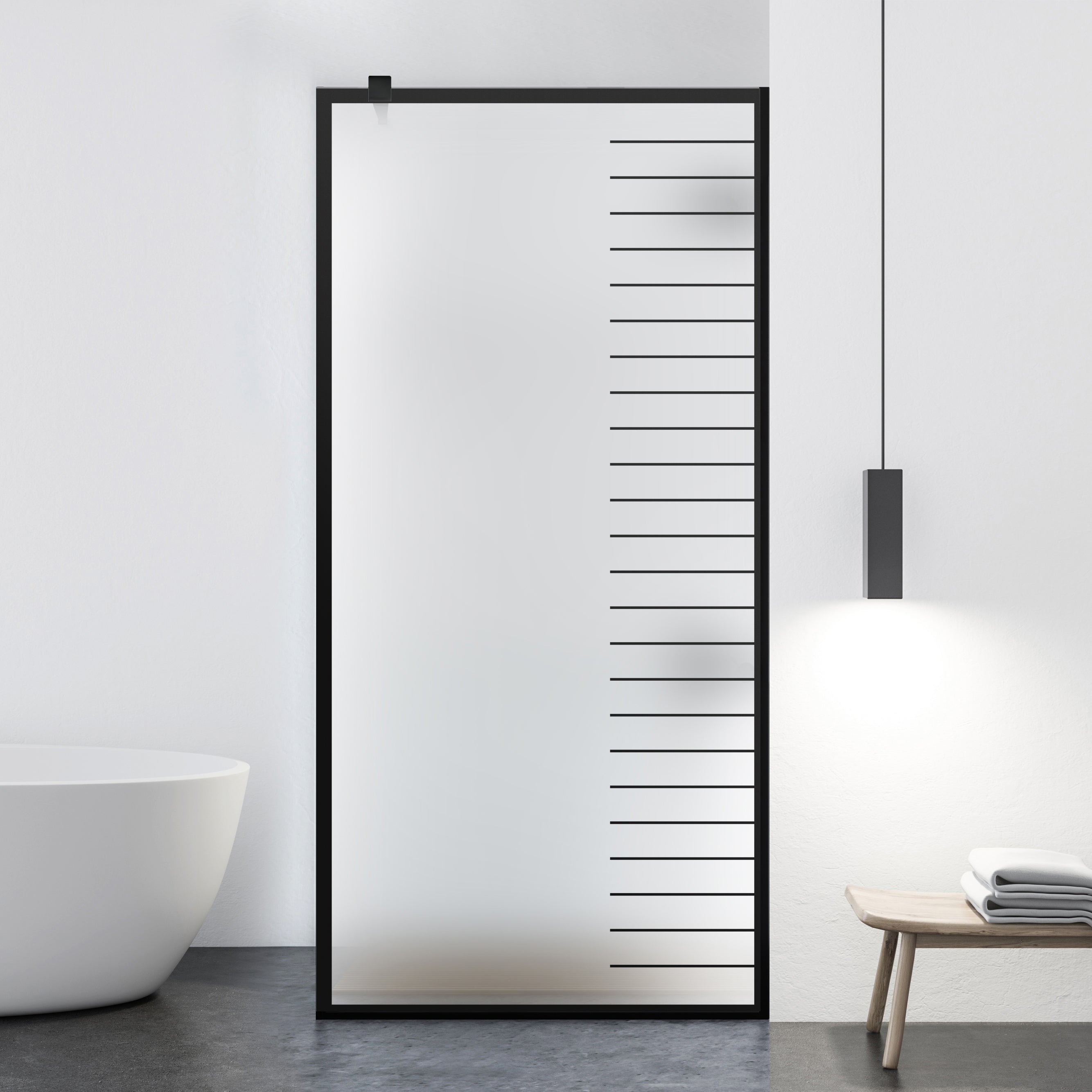 Shower Screens Walk-in, Black Shower Wall, #Satiné #Matt