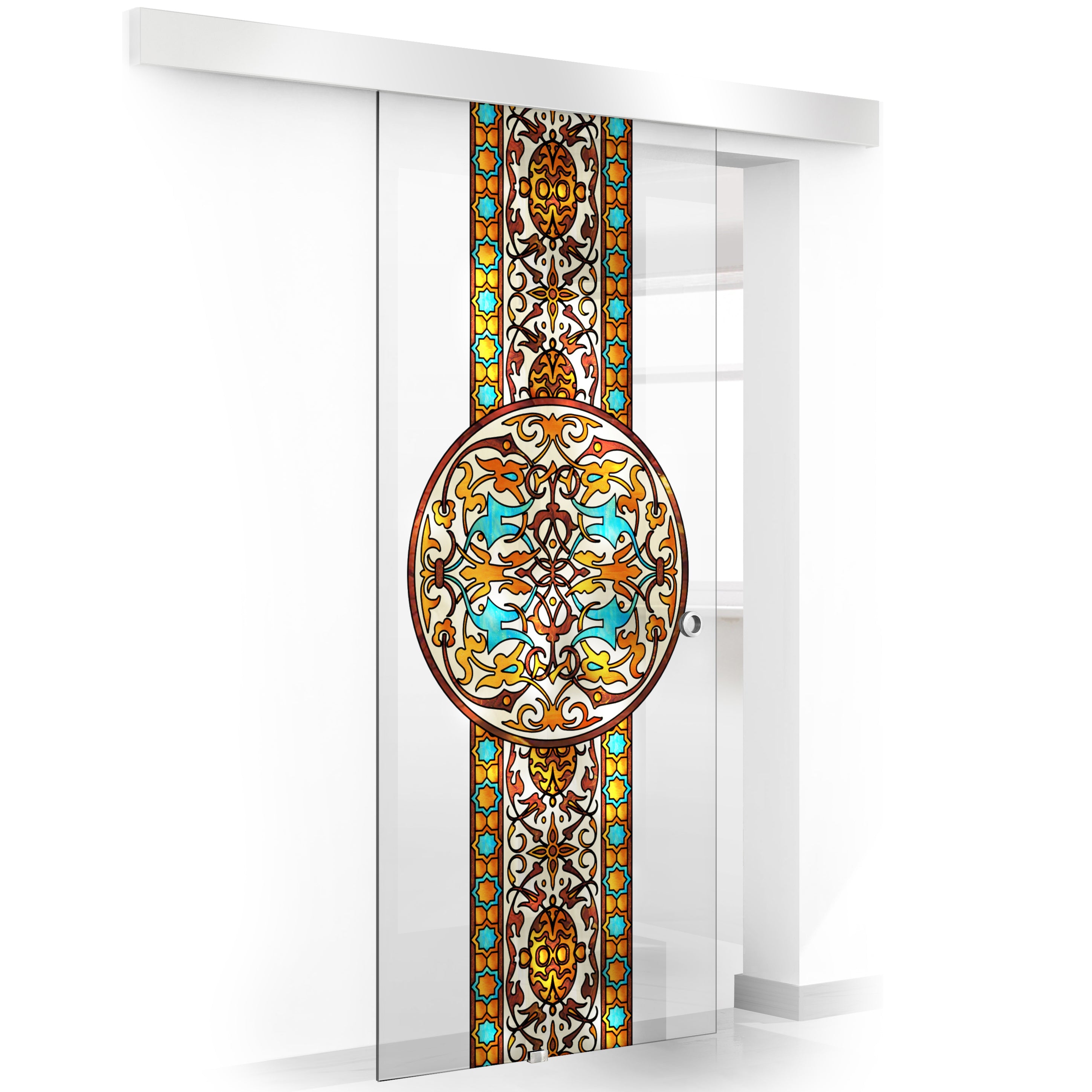 Stained glass door, Sliding glass door #Clear