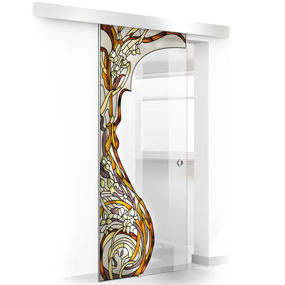 Stained glass door, Sliding glass door #Clear