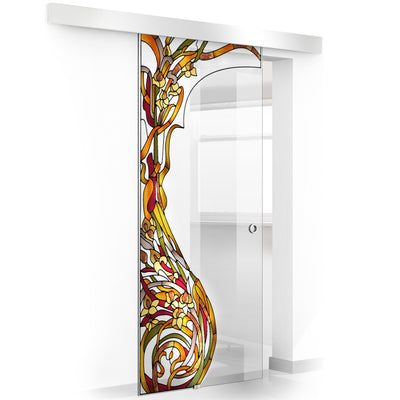 Stained glass door, Sliding glass door #Clear