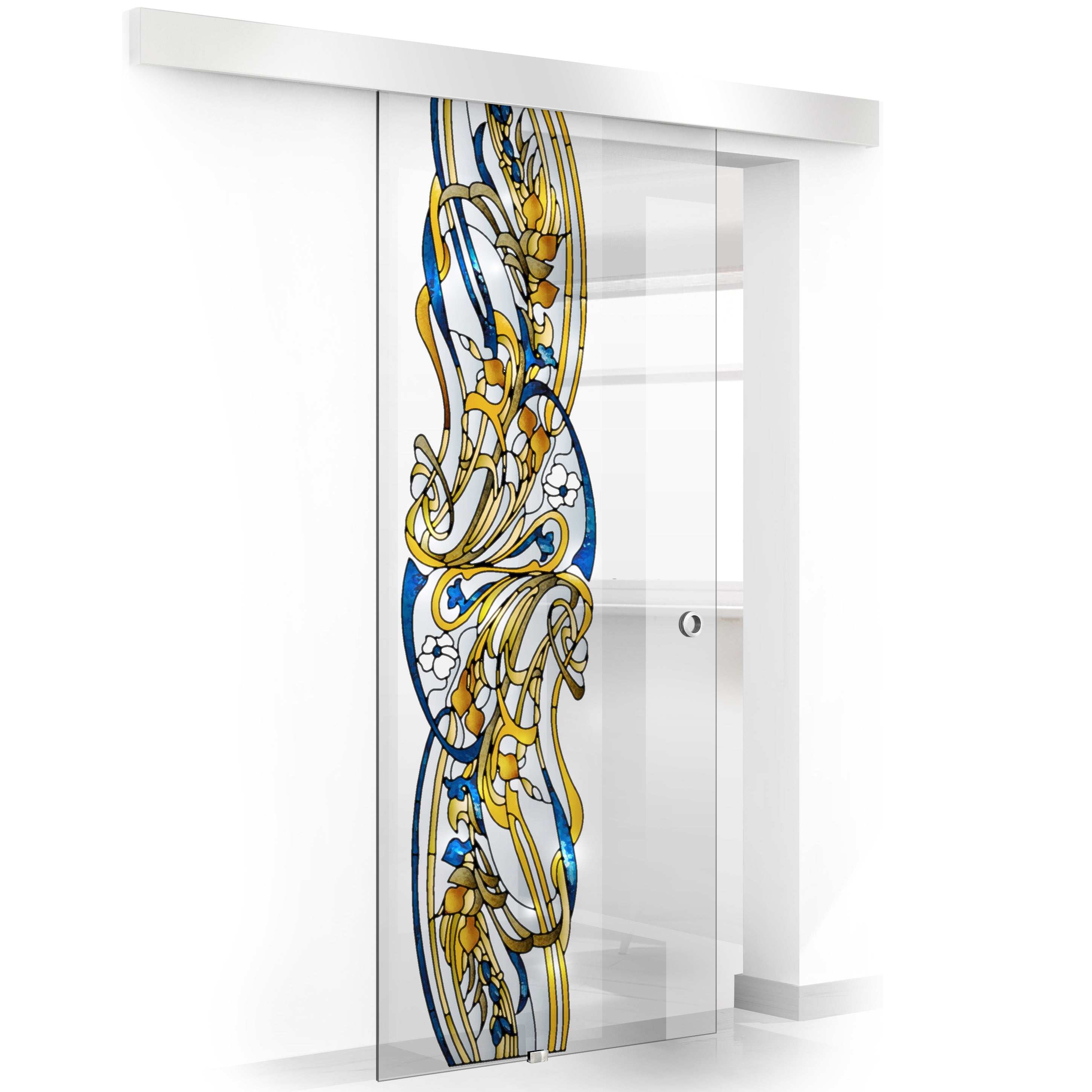 Stained glass door, Sliding glass door #Clear