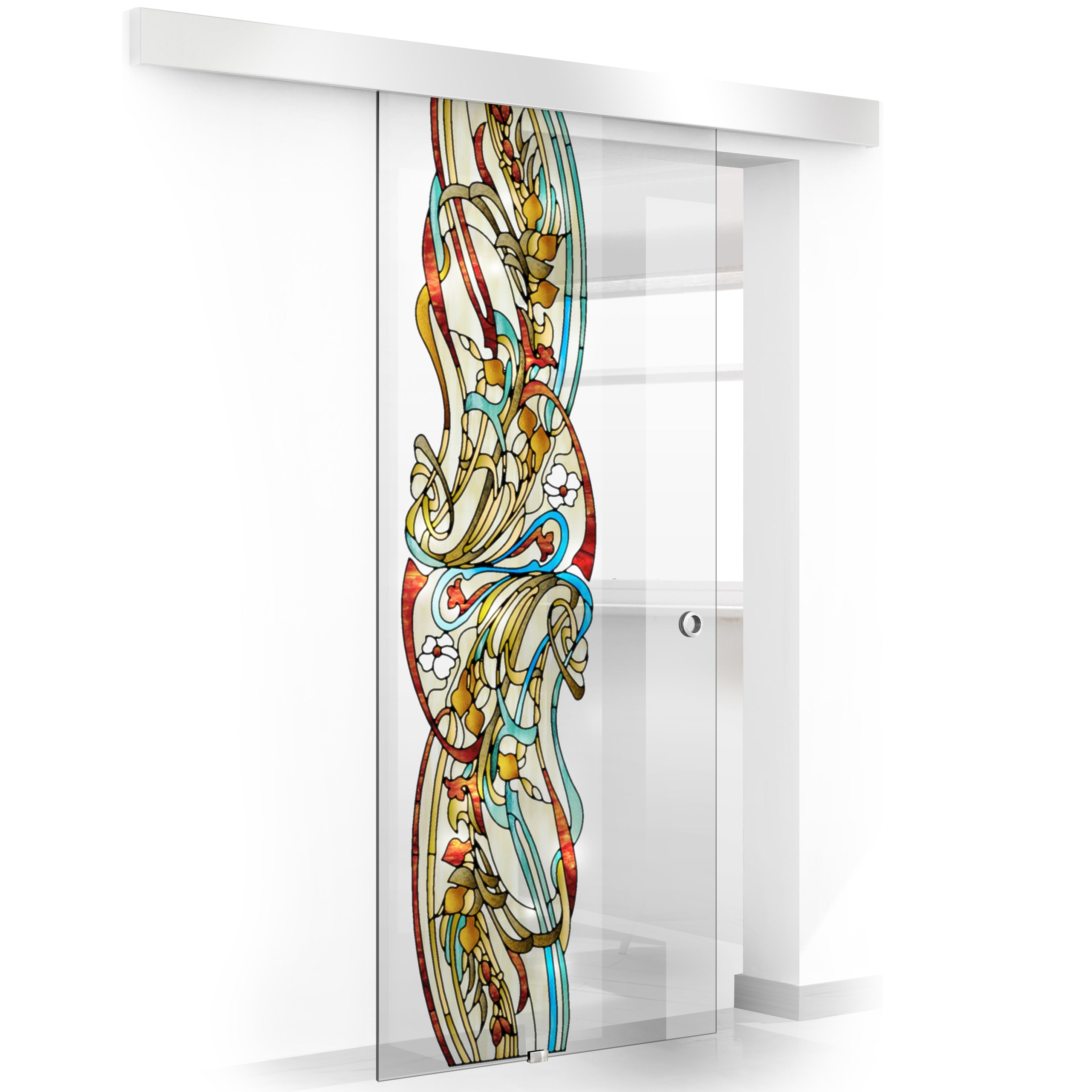 Stained glass door, Sliding glass door #Clear