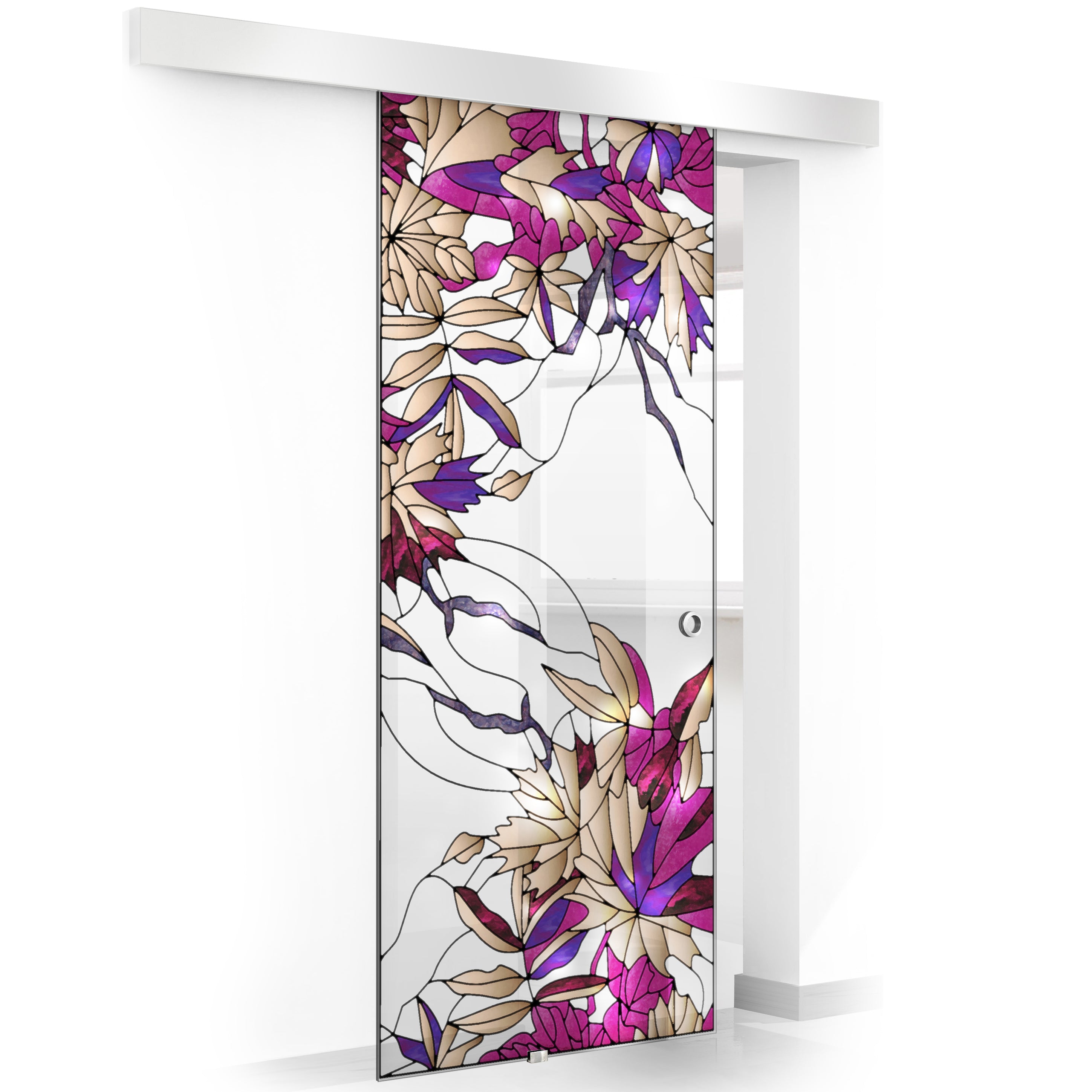 Stained glass door, Sliding glass door #Clear