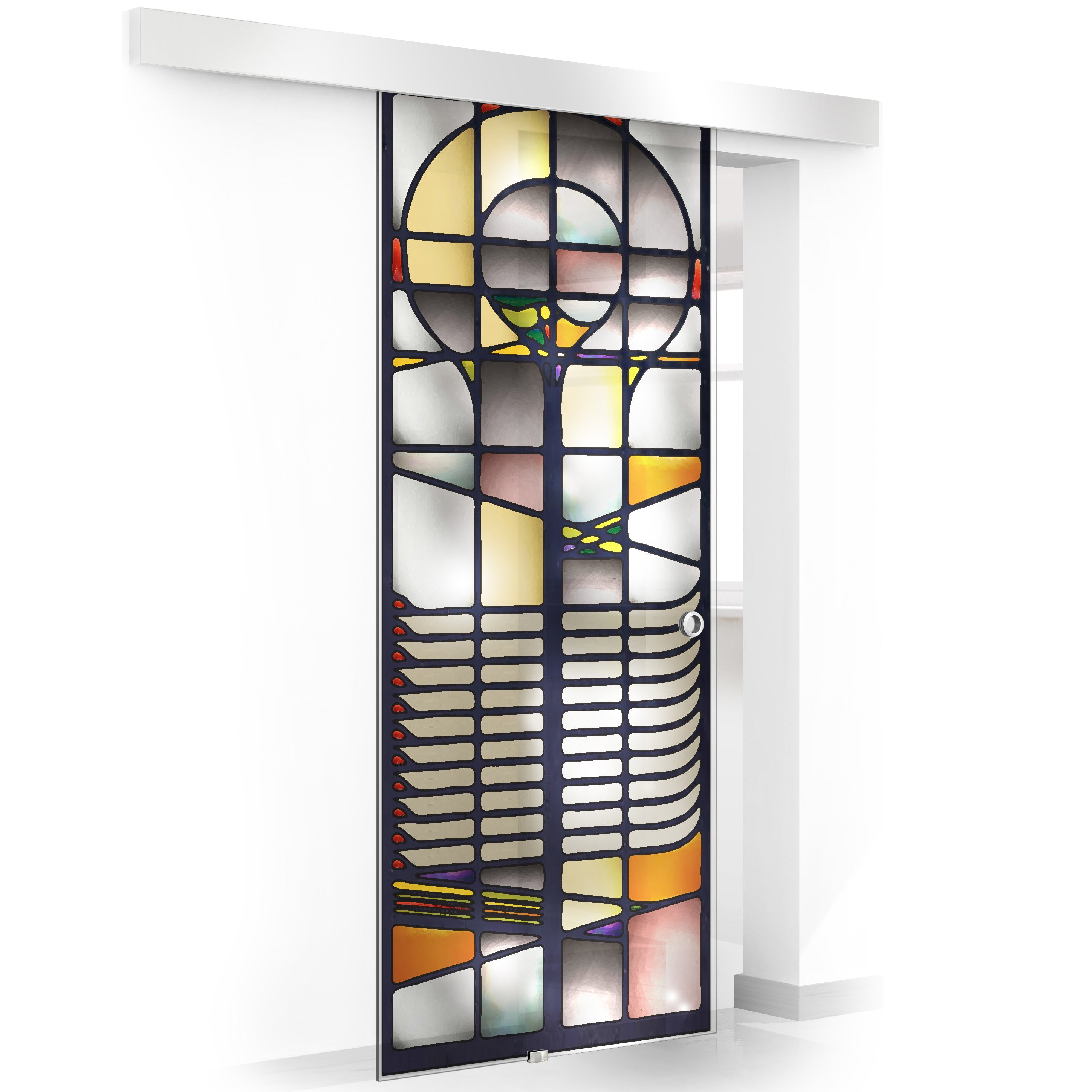 Stained glass door, Sliding glass door #Clear