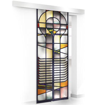 Stained glass door, Sliding glass door #Clear