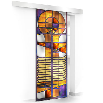 Stained glass door, Sliding glass door #Clear