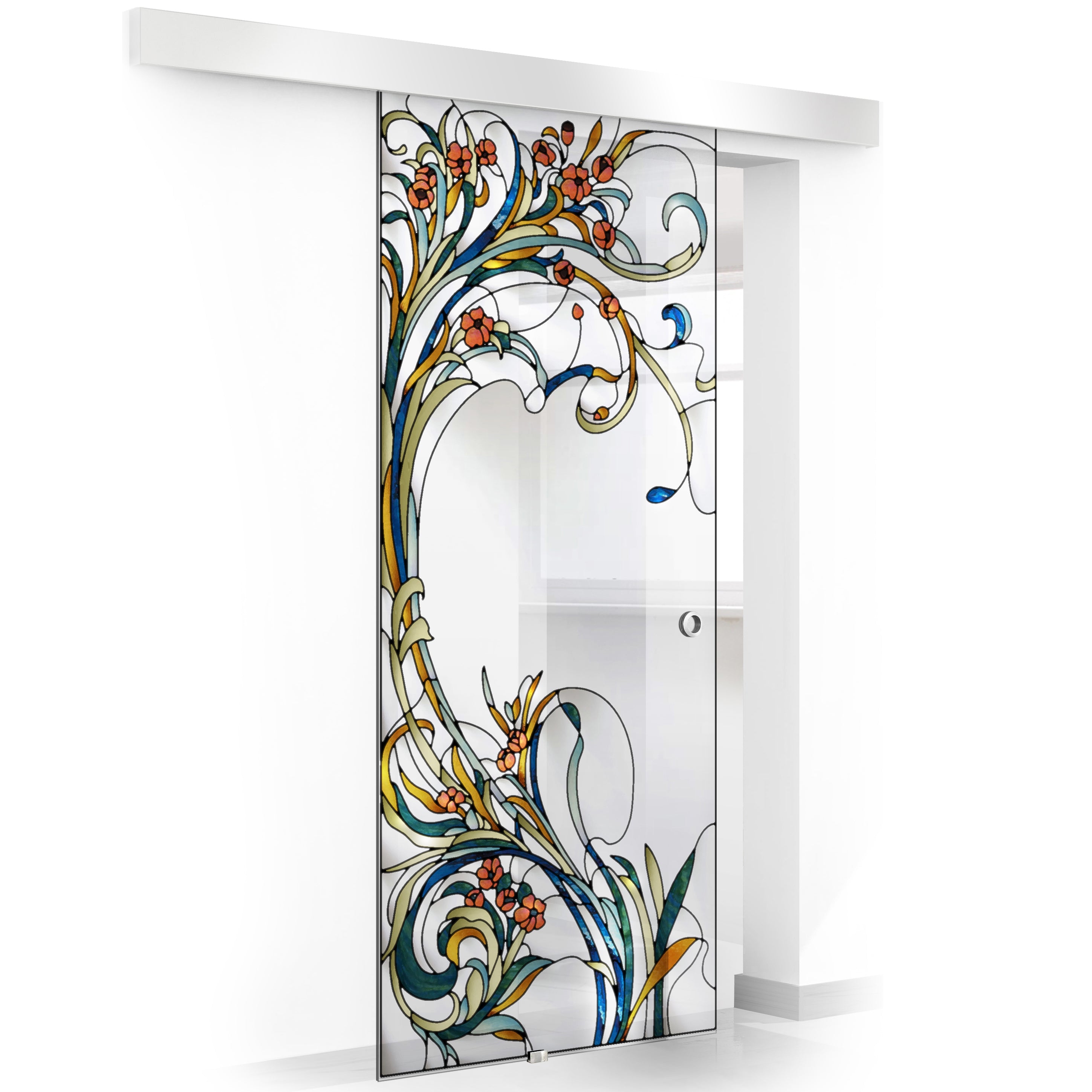 Stained glass door, Sliding glass door #Clear