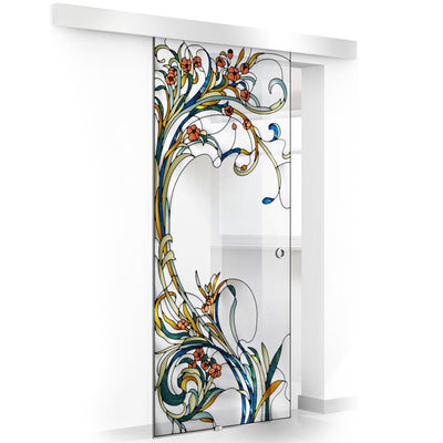Stained glass door, Sliding glass door #Clear