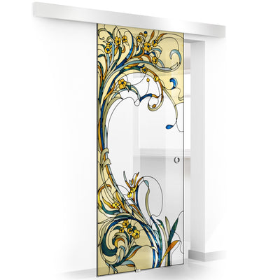 Stained glass door, Sliding glass door #Clear