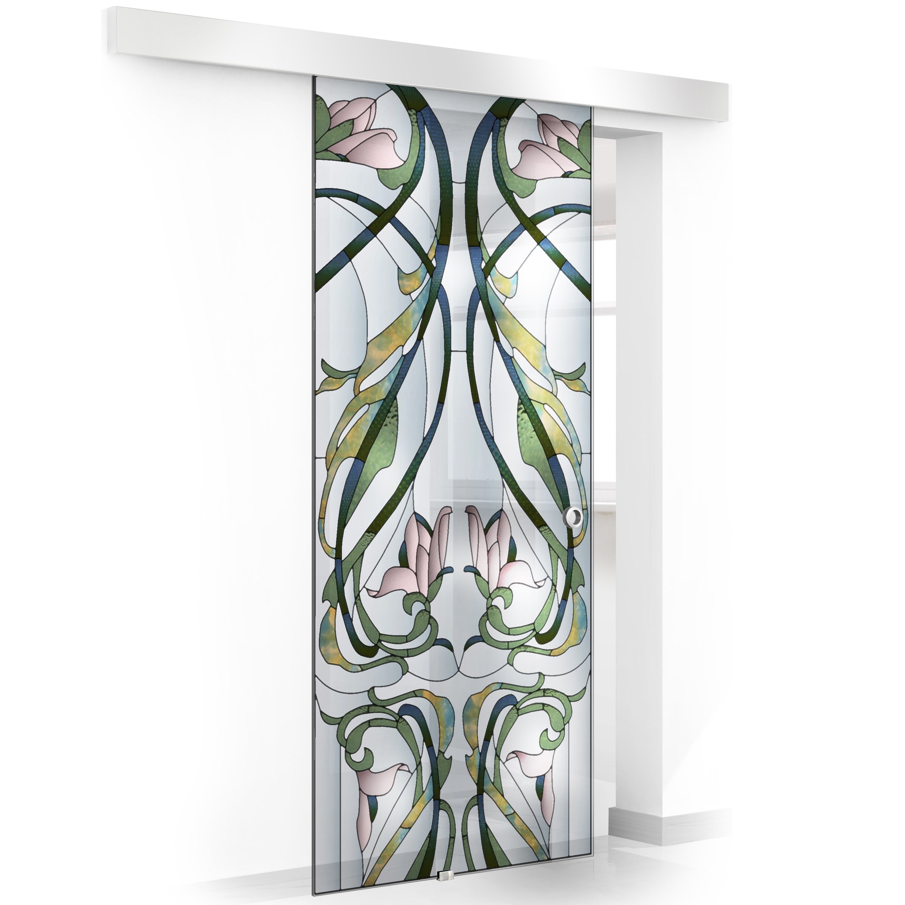 Stained glass door, Sliding glass door #Clear