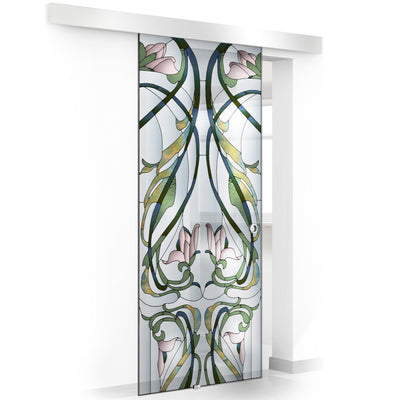 Stained glass door, Sliding glass door #Clear