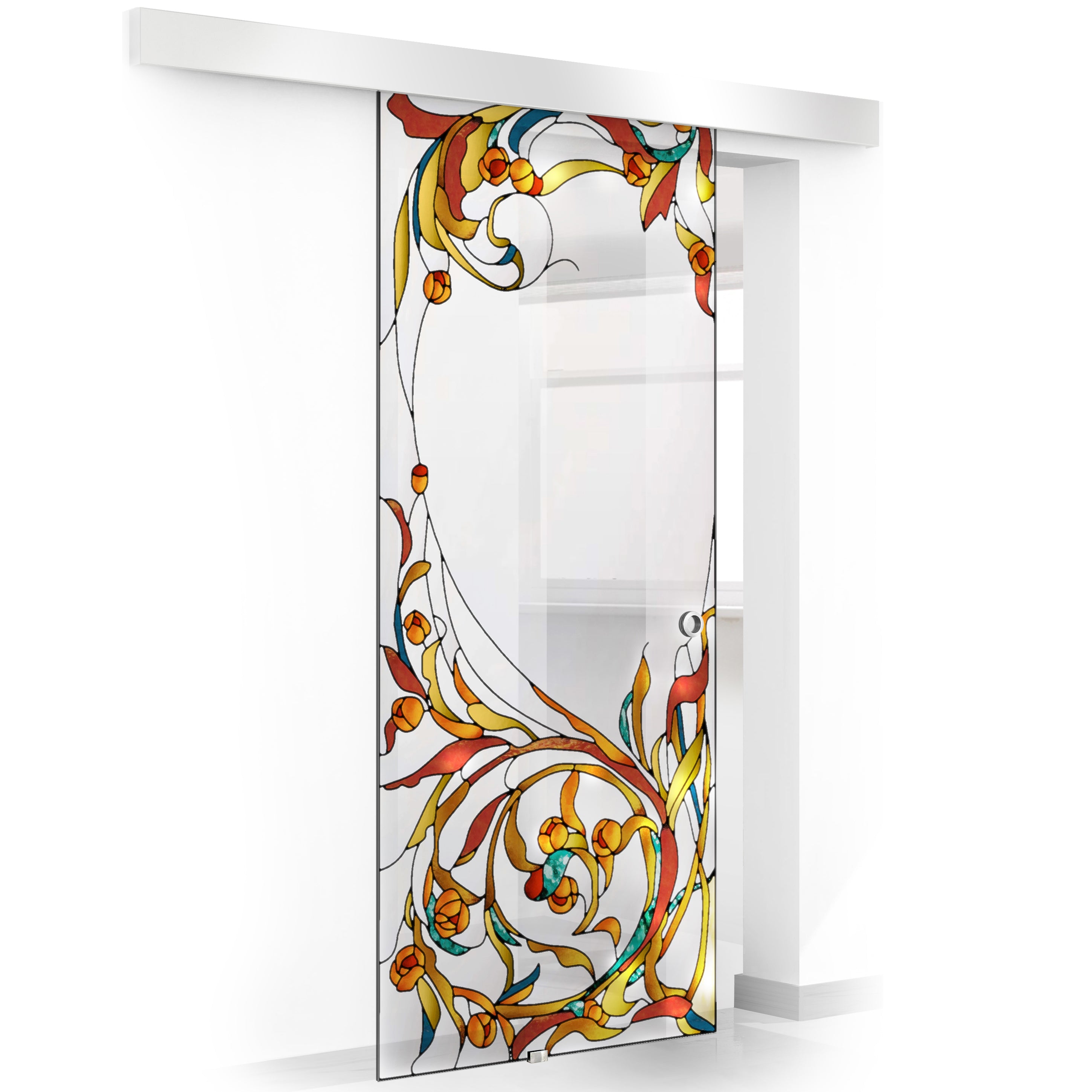 Stained glass door, Sliding glass door #Clear