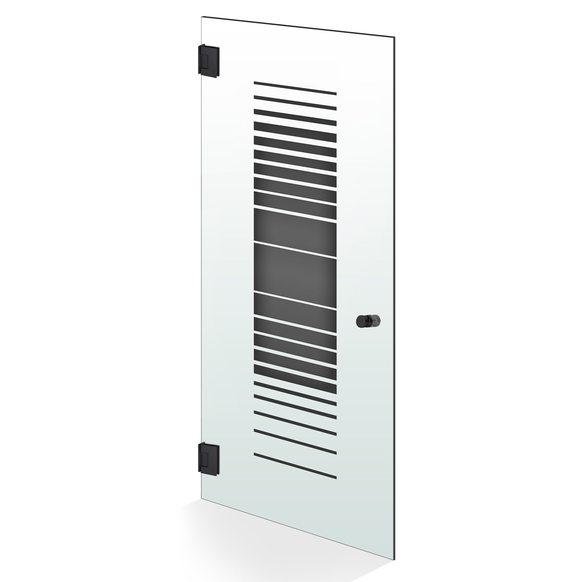 Hinged glass door black, #Satiné