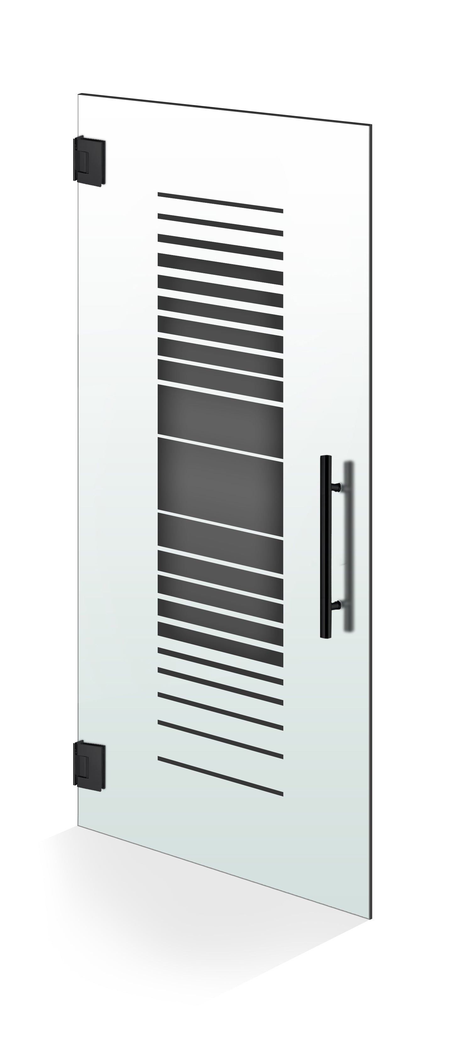 Hinged glass door black, #Satiné