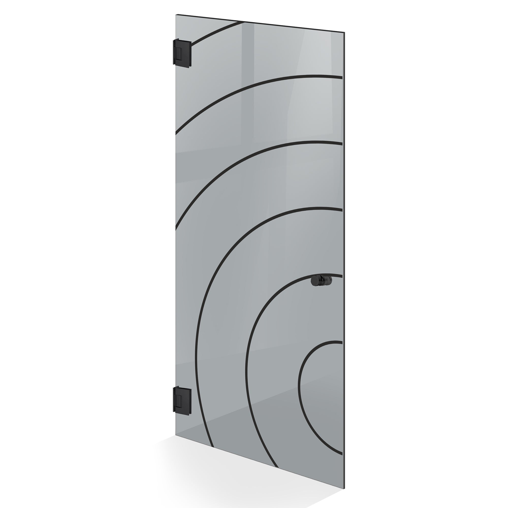 Hinged glass door black, #Grey