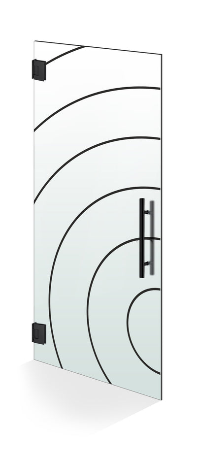 Hinged glass door black, #Satiné