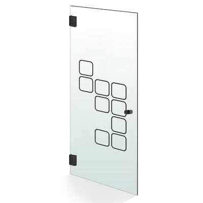 Hinged glass door black, #Satiné