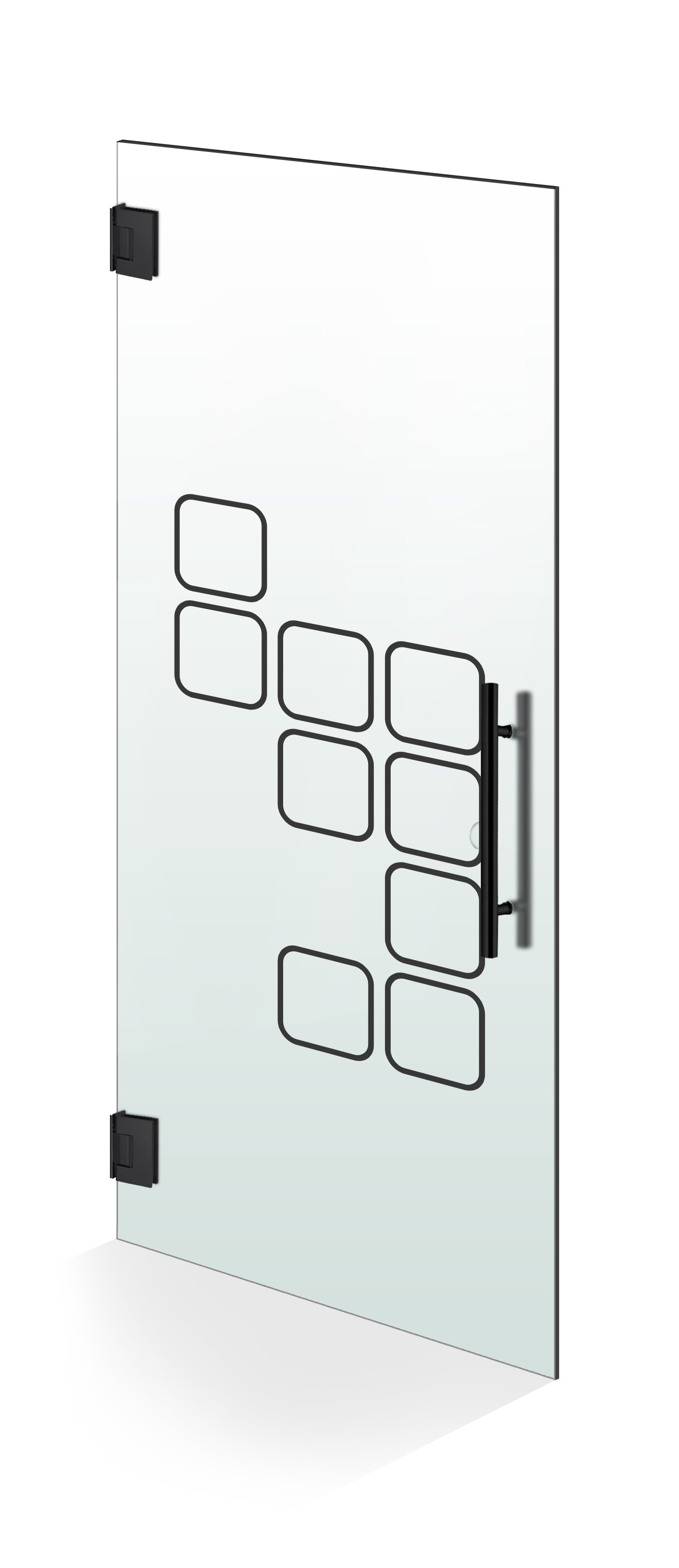 Hinged glass door black, #Satiné