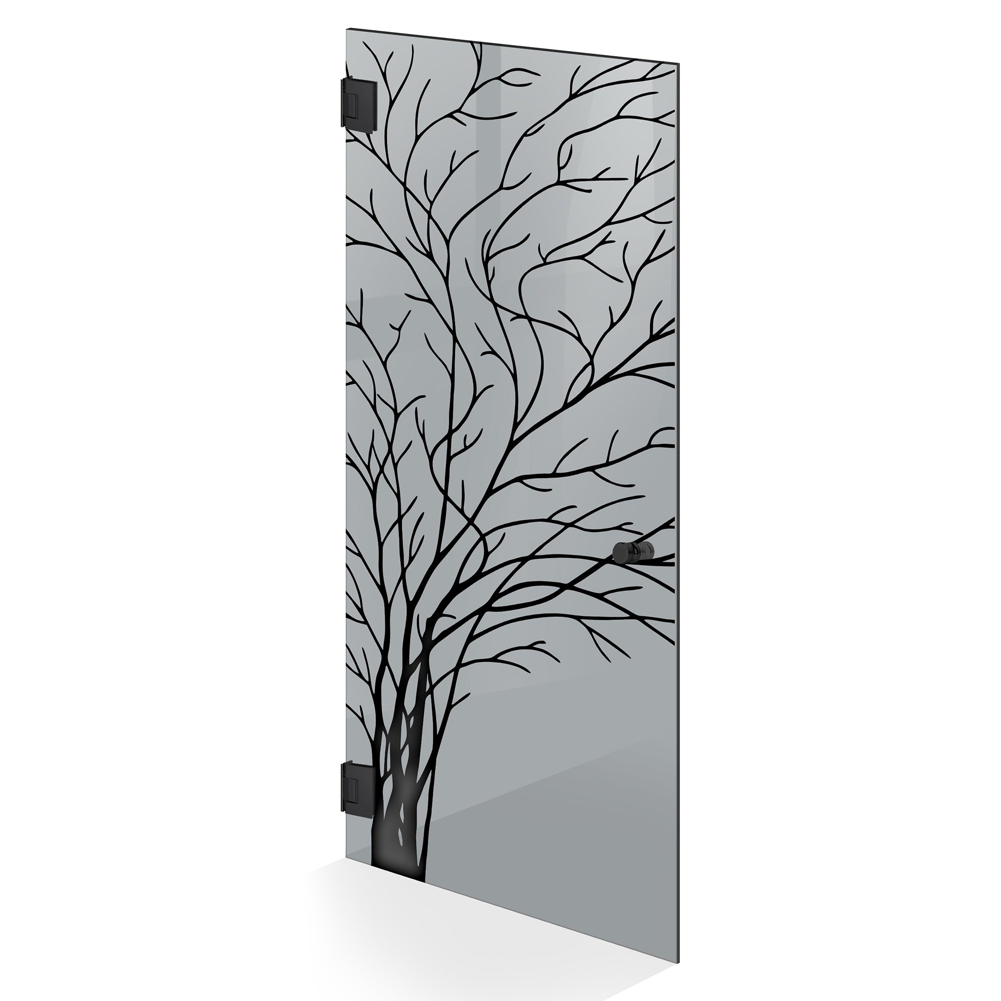 Hinged glass door black, #Grey