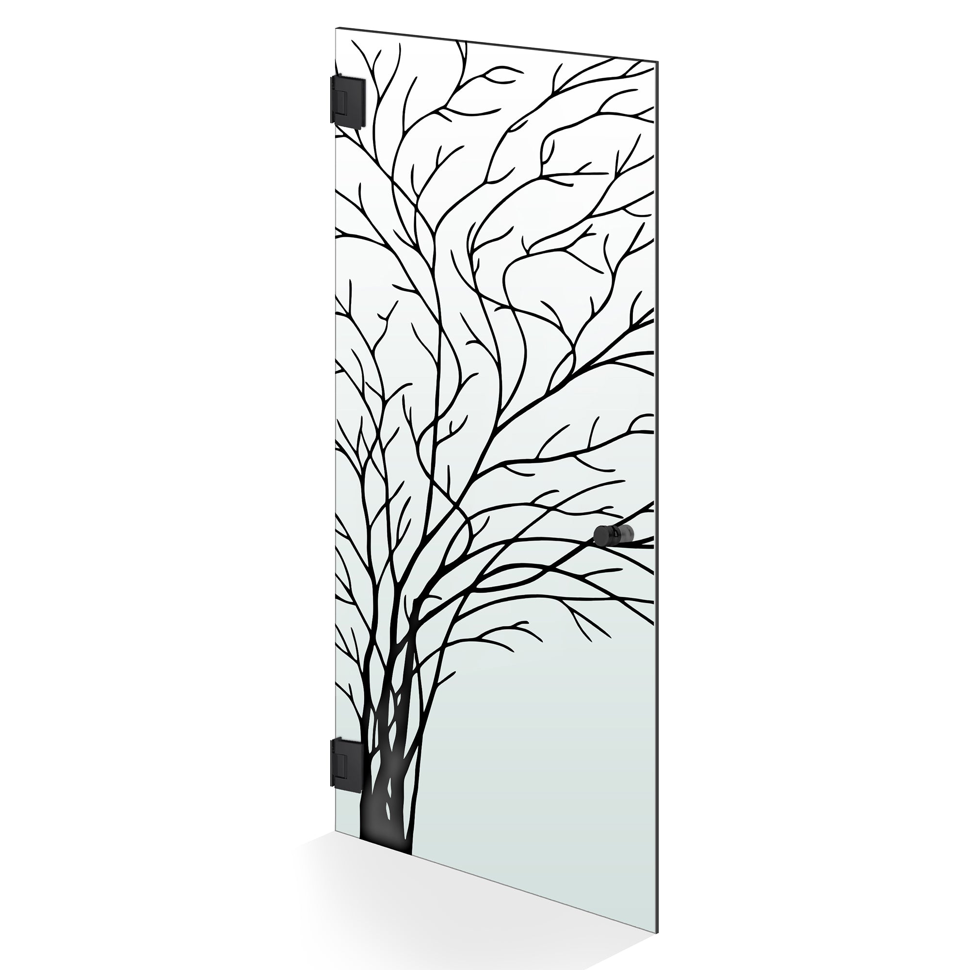 Hinged glass door black, #Satiné