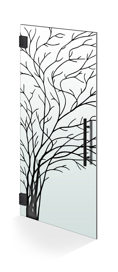 Hinged glass door black, #Satiné