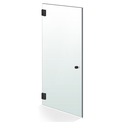 Hinged glass door black, #Satiné