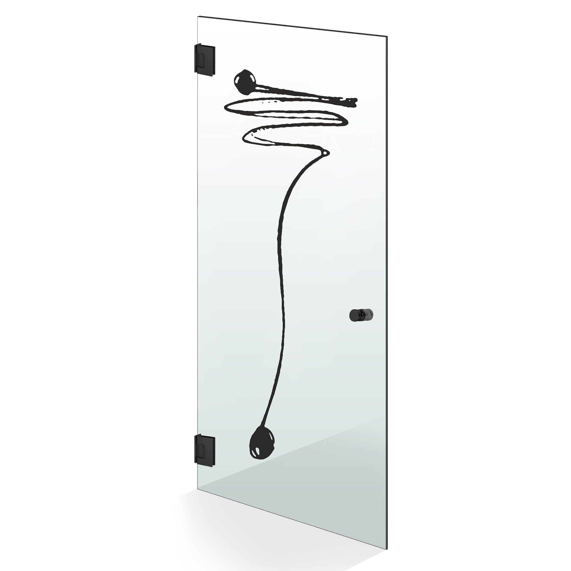 Hinged glass door black, #Clear