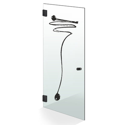 Hinged glass door black, #Clear