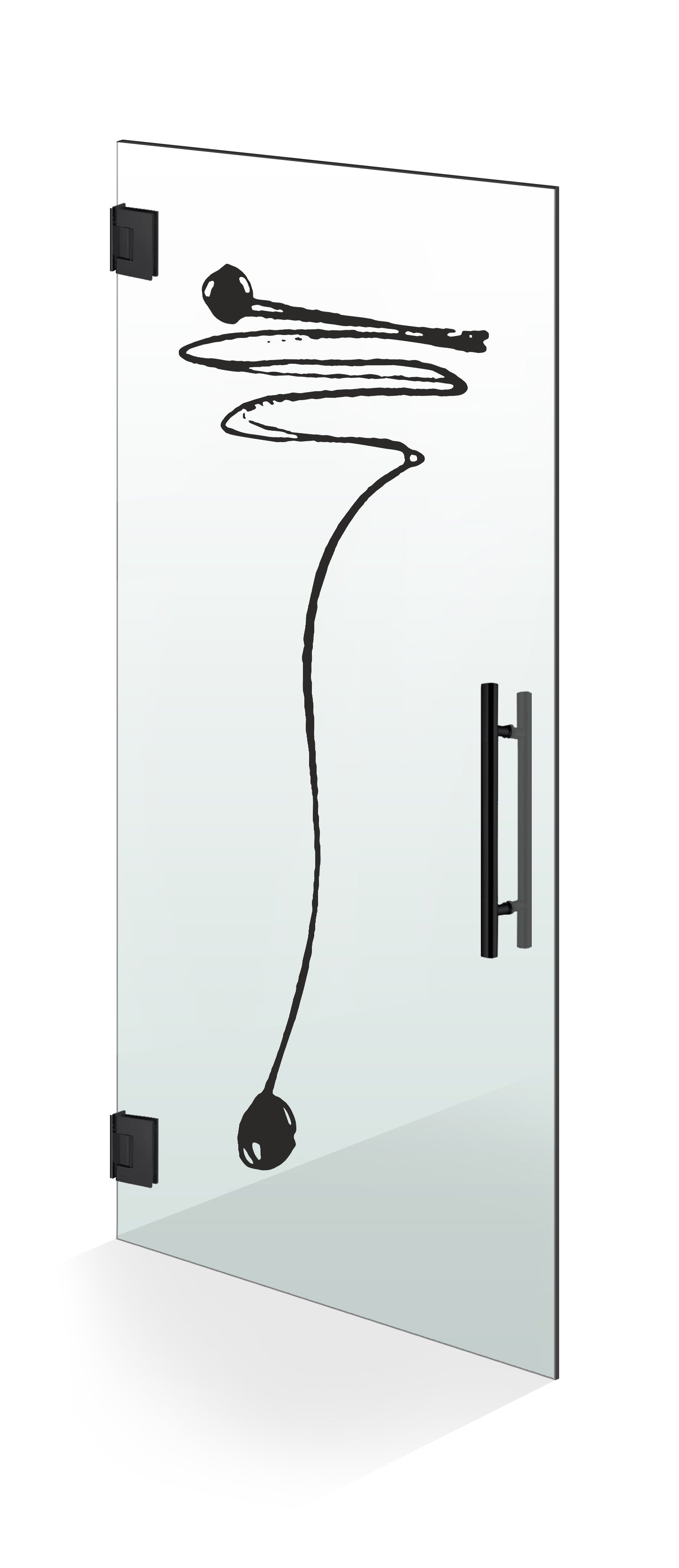 Hinged glass door black, #Clear