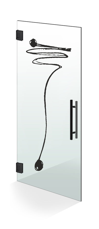 Hinged glass door black, #Clear