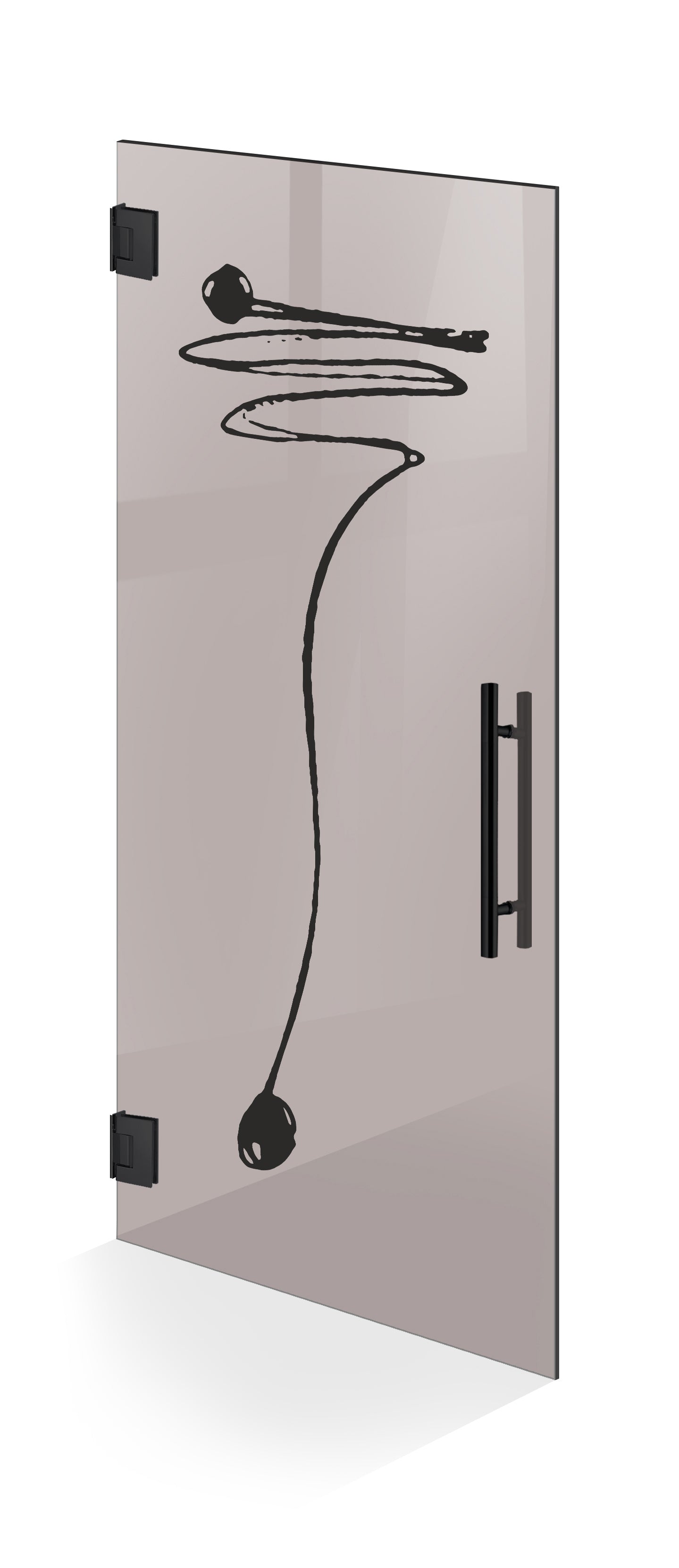 Hinged glass door black, #Bronze