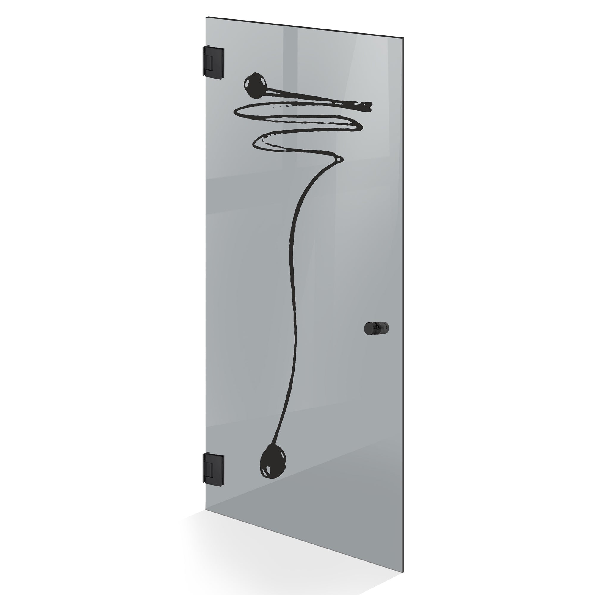Hinged glass door black, #Grey