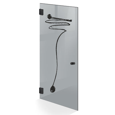 Hinged glass door black, #Grey