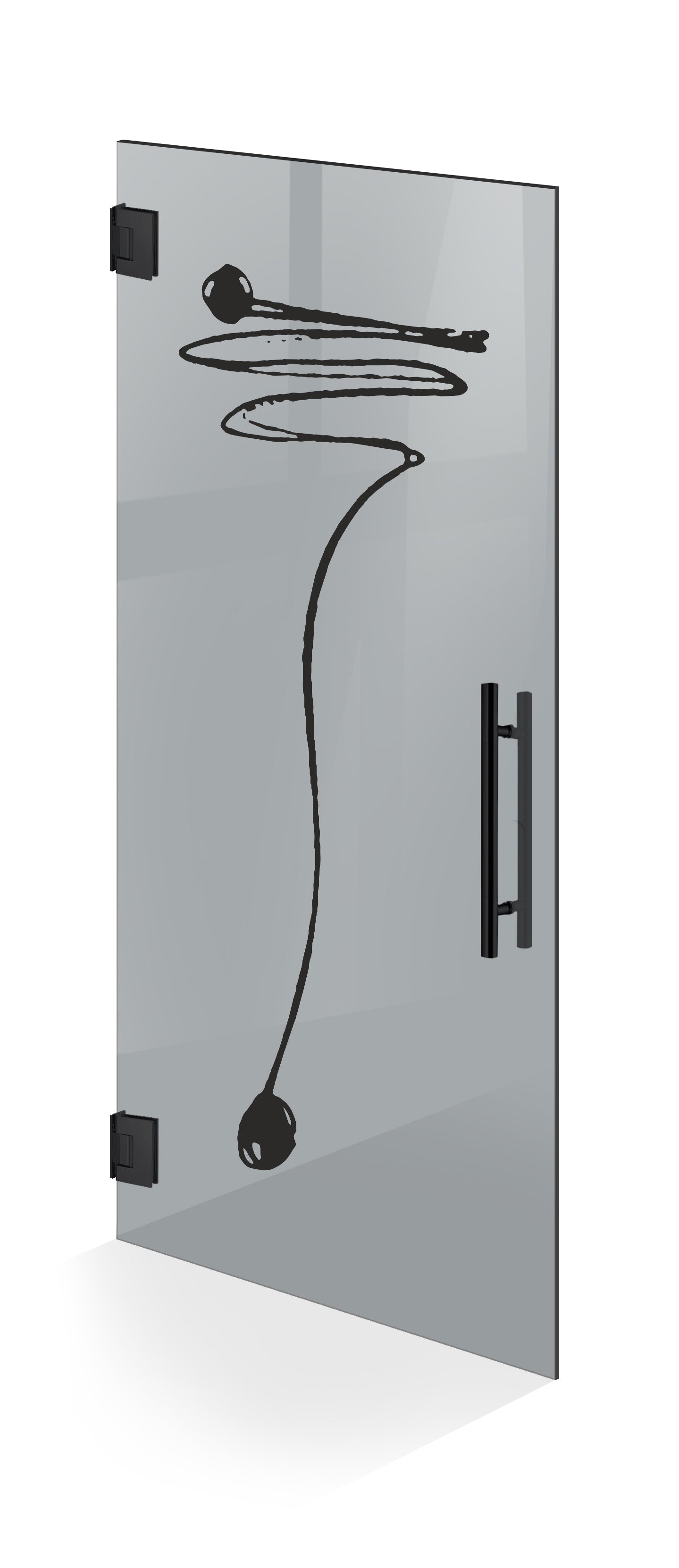 Hinged glass door black, #Grey