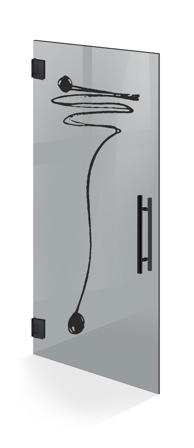 Hinged glass door black, #Grey