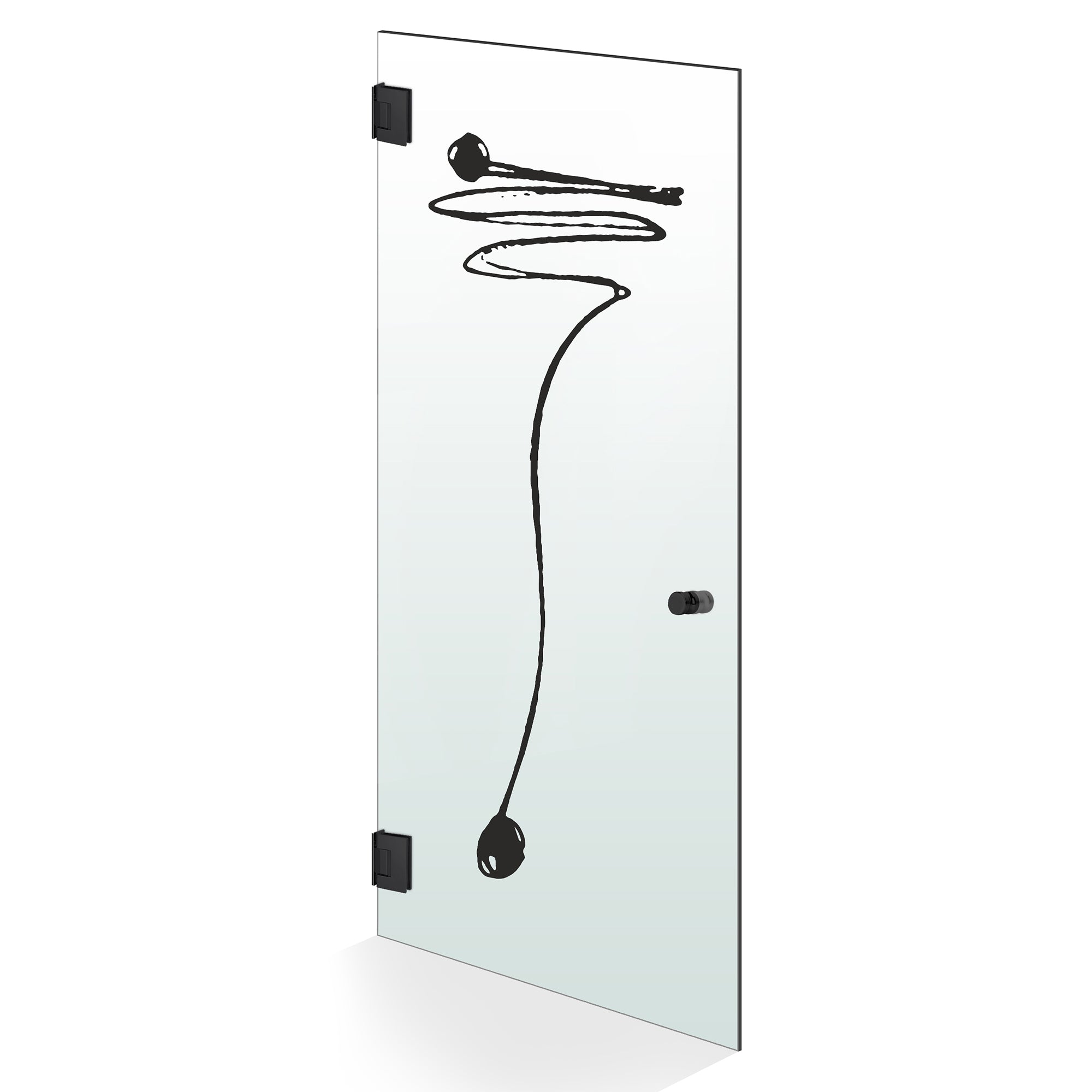 Hinged glass door black, #Satiné