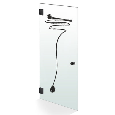 Hinged glass door black, #Satiné