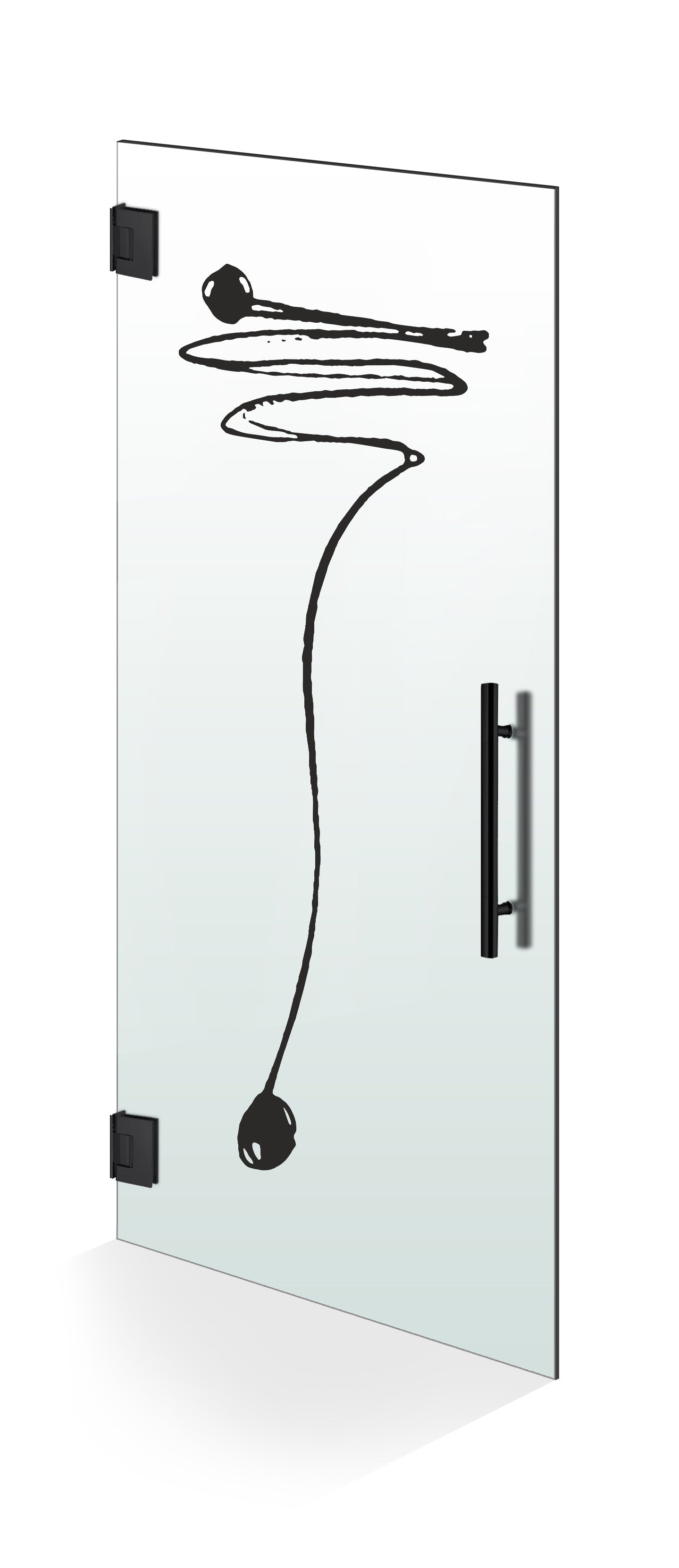 Hinged glass door black, #Satiné