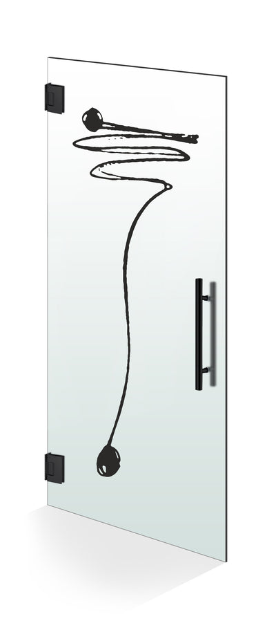 Hinged glass door black, #Satiné