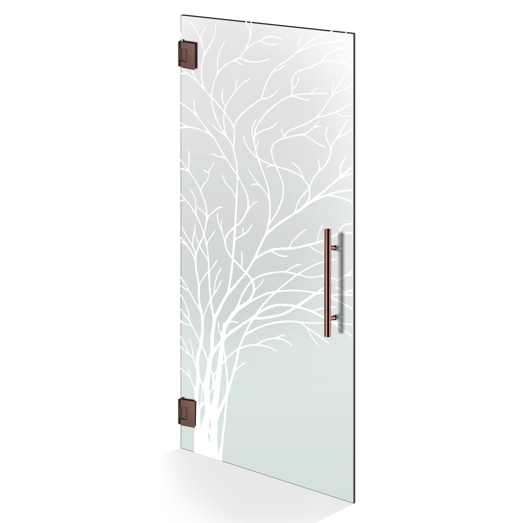 Hinged glass door copper, #Satiné